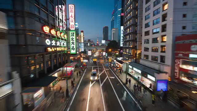 Fast-paced FPV cinematic flight through the neon-drenched streets of Toky...