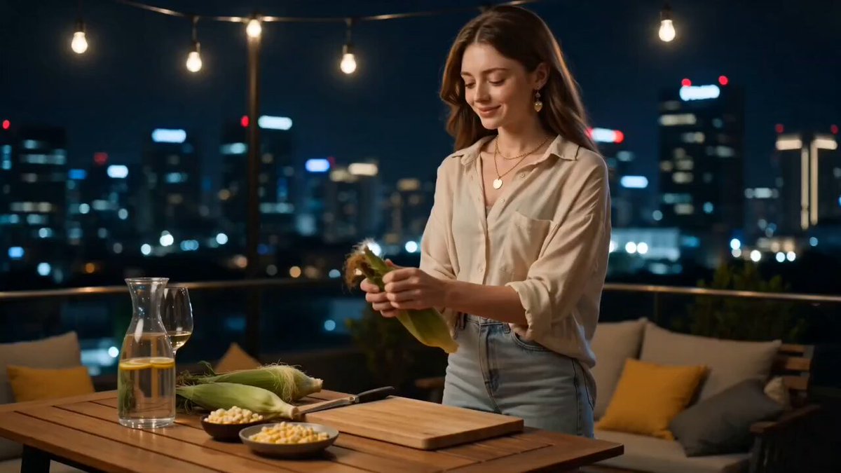 Ultra realistic cinematic video, warm cozy Saturday night atmosphere, roo...